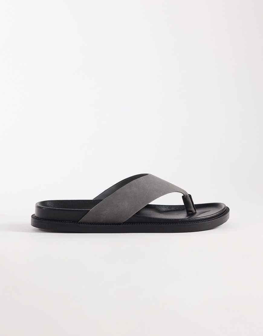 ASOS DESIGN classic flip flops in charcoal-Grey | ASOS (Global)
