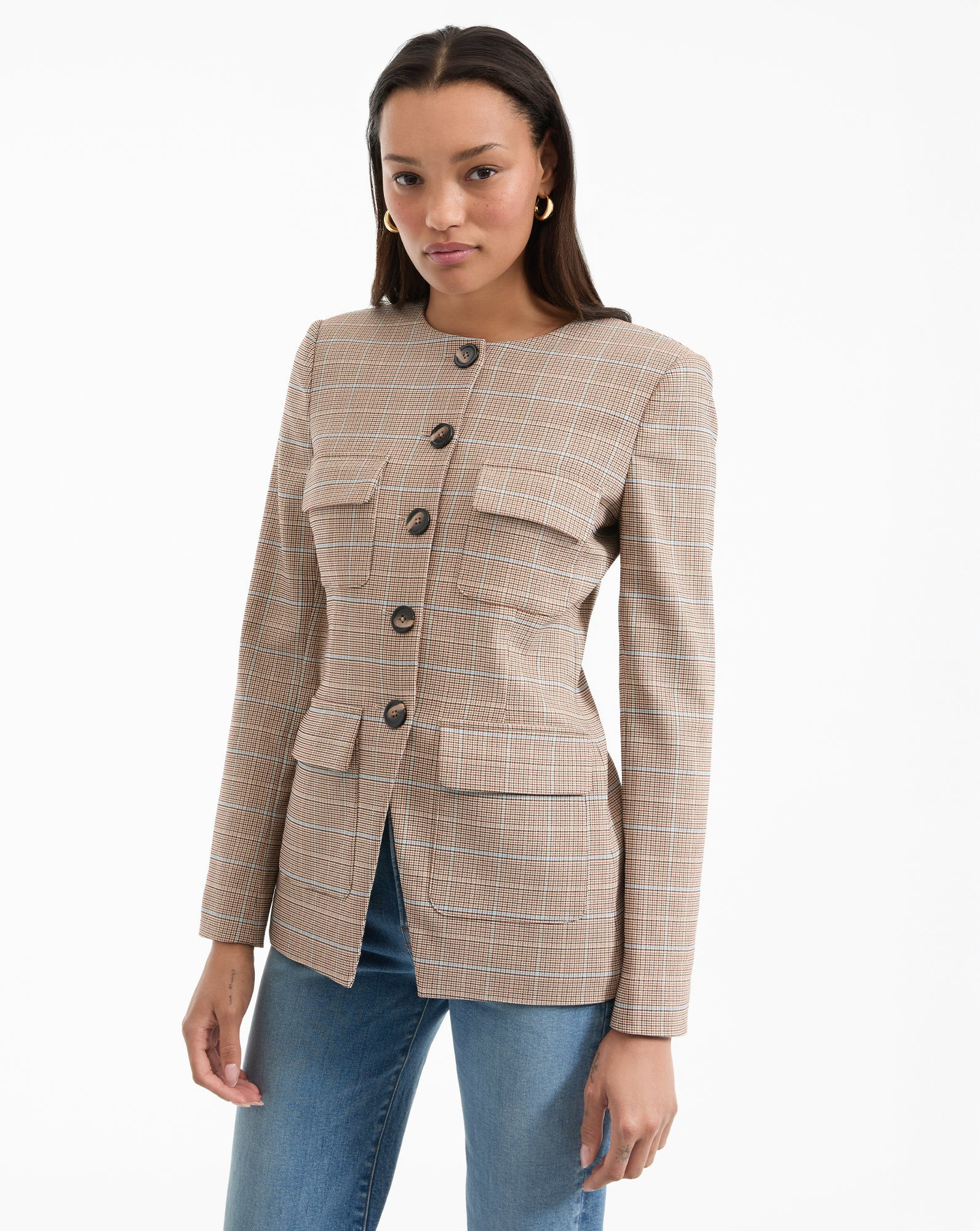 Veronica Beard Orrin Plaid Jacket Hazelnut Multi | Veronica Beard