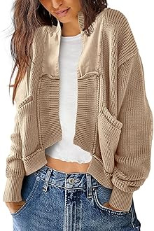 SENSERISE Womens Cardigan Sweaters Cable Knit Sweater Open Front Long Sleeve Chunky Cardigan Oute... | Amazon (US)