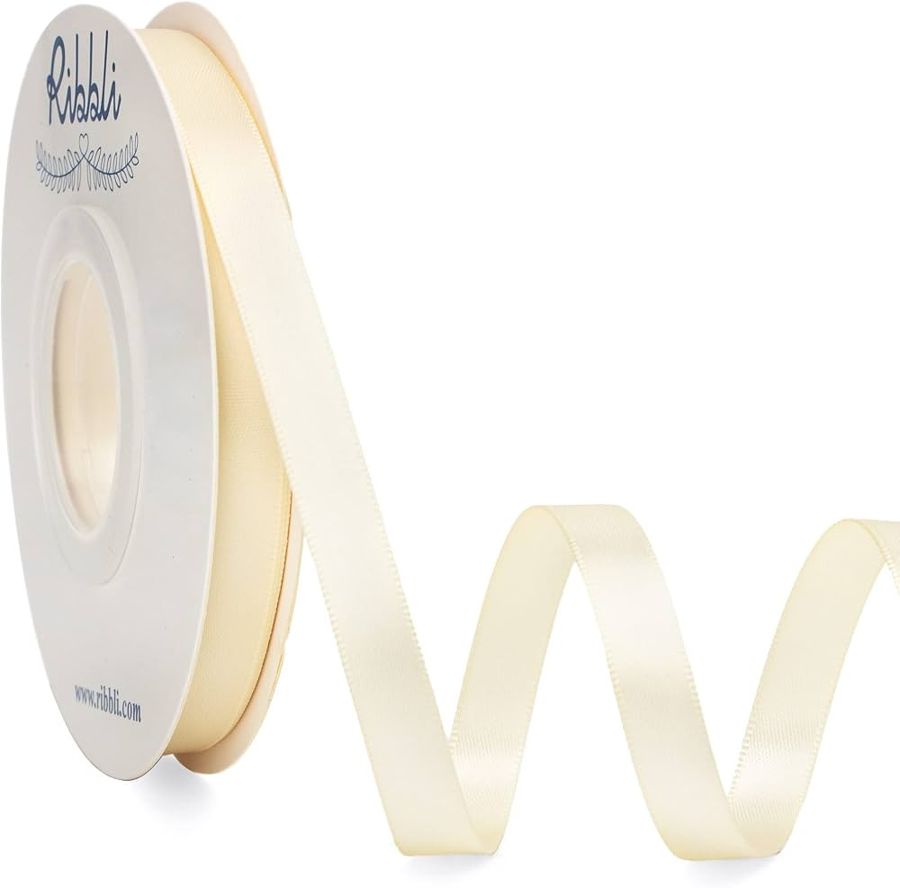 Ribbli Double Faced Ivory Satin Ribbon,3/8” x Continuous 25 Yards,Use for Bows Bouquet,Gift Wra... | Amazon (US)