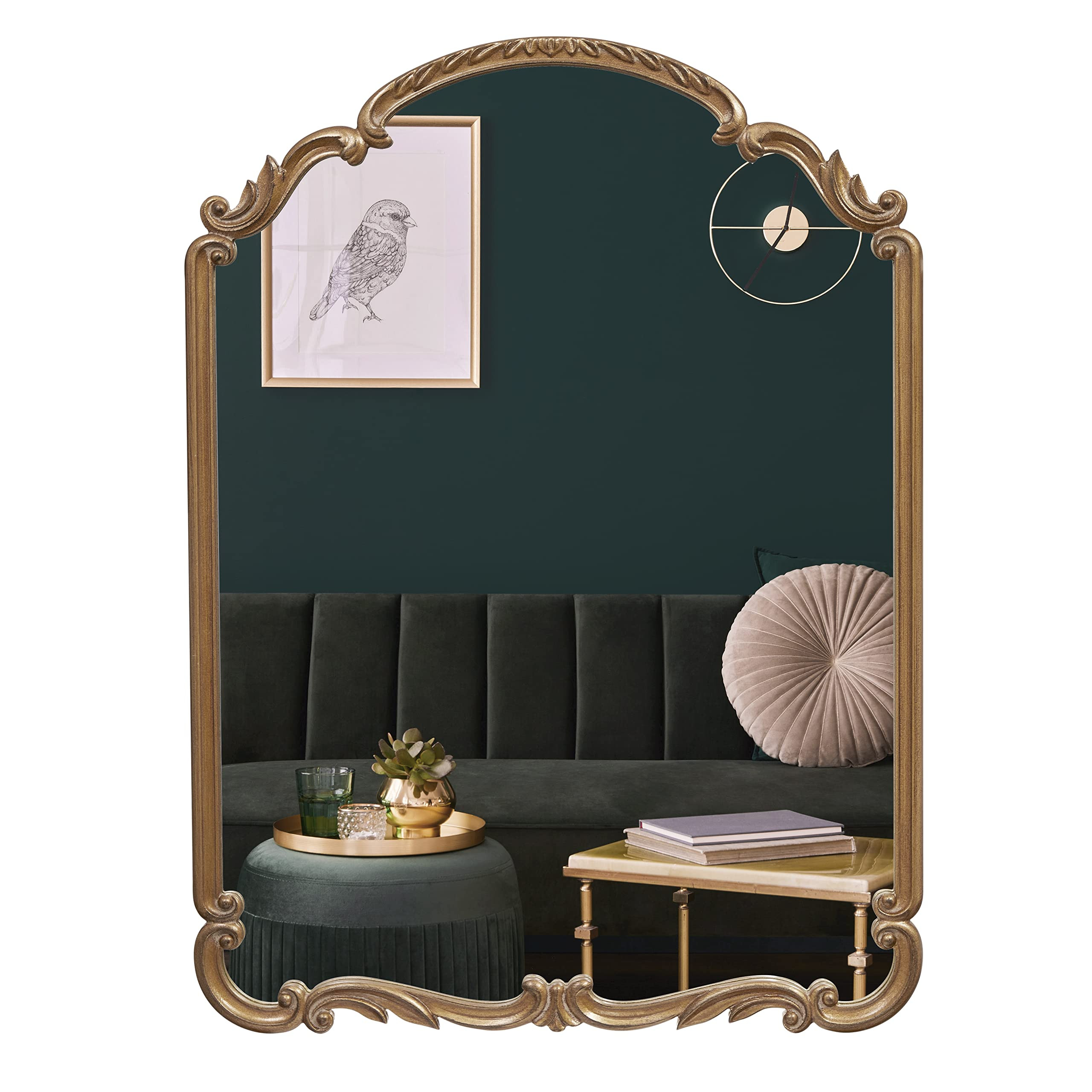 English Estate Carved Arch Wood Wall Mirror, Mirror for Entryway, Living Room, Bathroom, Antique ... | Amazon (US)