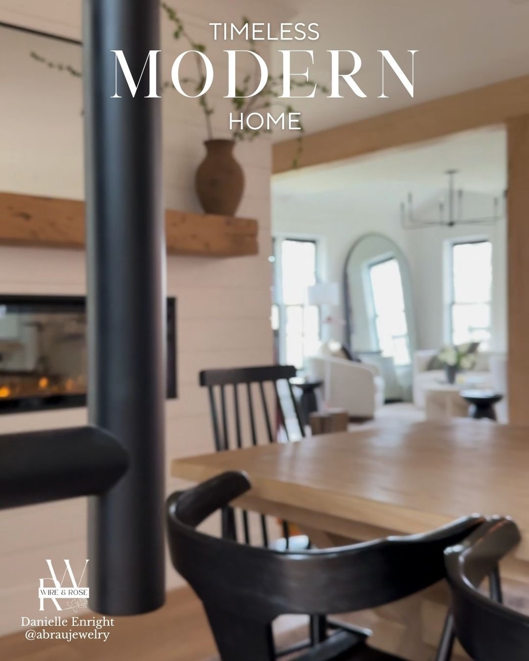 The wood mantel is so nice I bought it twice + it’s my best seller on LTK. Dining room to living room view with white oak and black 

🏷️ living room furniture , dining room furniture , dining chairs , black dining chairs , wood mantel 

#LTKHome