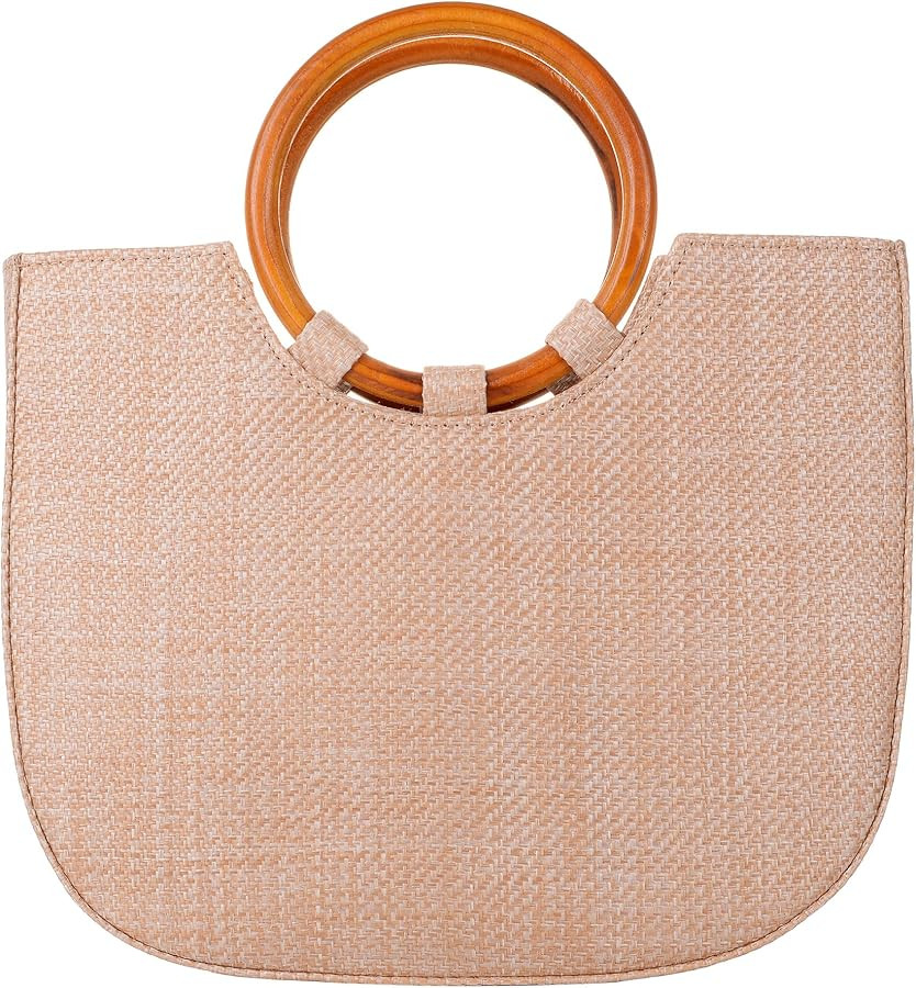 QZUnique Hand-woven Straw Bag Women Summer Beach Handbag Purse Retro Rattan Tote Clutch Travel Ba... | Amazon (US)
