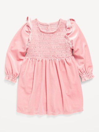 Ruffled Smocked Velvet Dress for Baby | Old Navy (US)