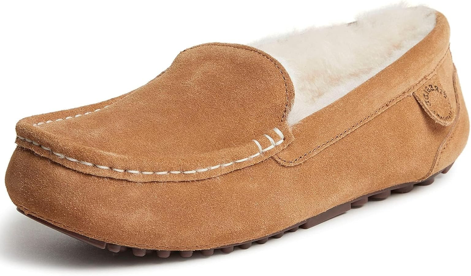 Amazon.com | Dearfoams Women's Fireside Water Resistant Indoor/Outdoor Genuine Shearling Mel Mocc... | Amazon (US)