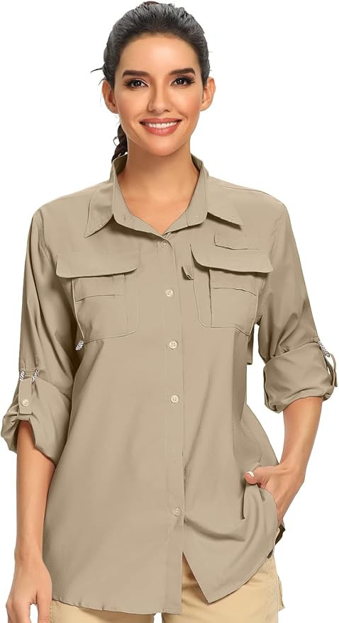 Women's Long Sleeve Shirts UPF 50+ UV Sun Protection Safari Shirt, Outdoor Cool Quick Dry Fishing... | Amazon (US)