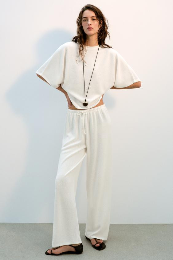 RUSTIC WIDE-LEG TROUSERS | Zara UK