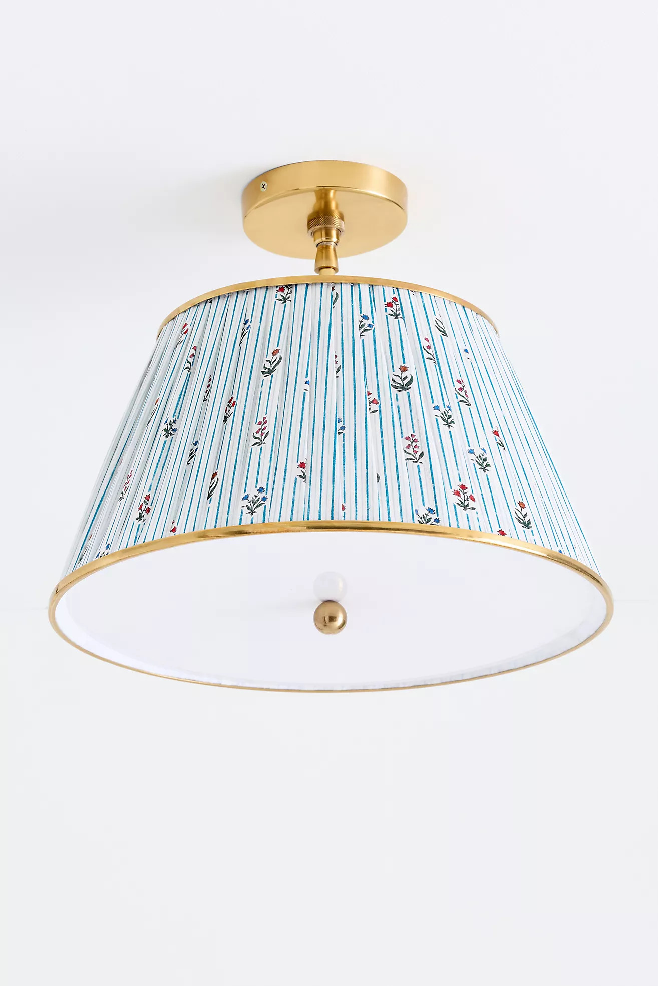Lee Brass 16" Ruched Printed Semi-Flush Mount Light | Anthropologie (US)
