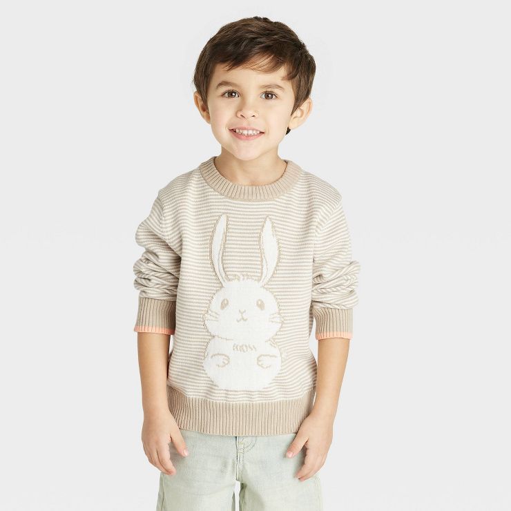 Toddler Boys' Striped Bunny Sweater - Cat & Jack™ Tan | Target