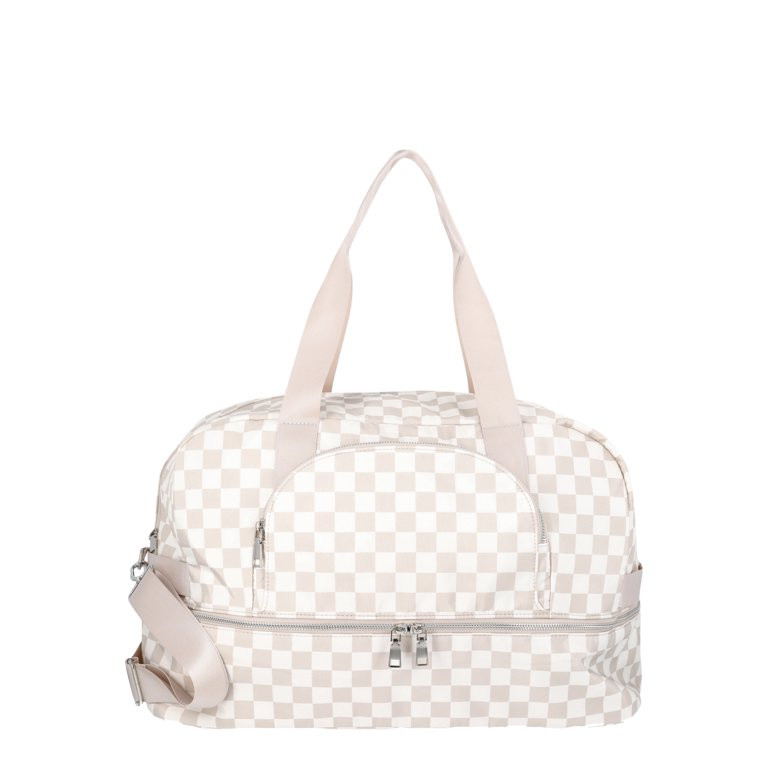 No Boundaries Women's Dome Weekender Bag, Tan Checker | Walmart (US)