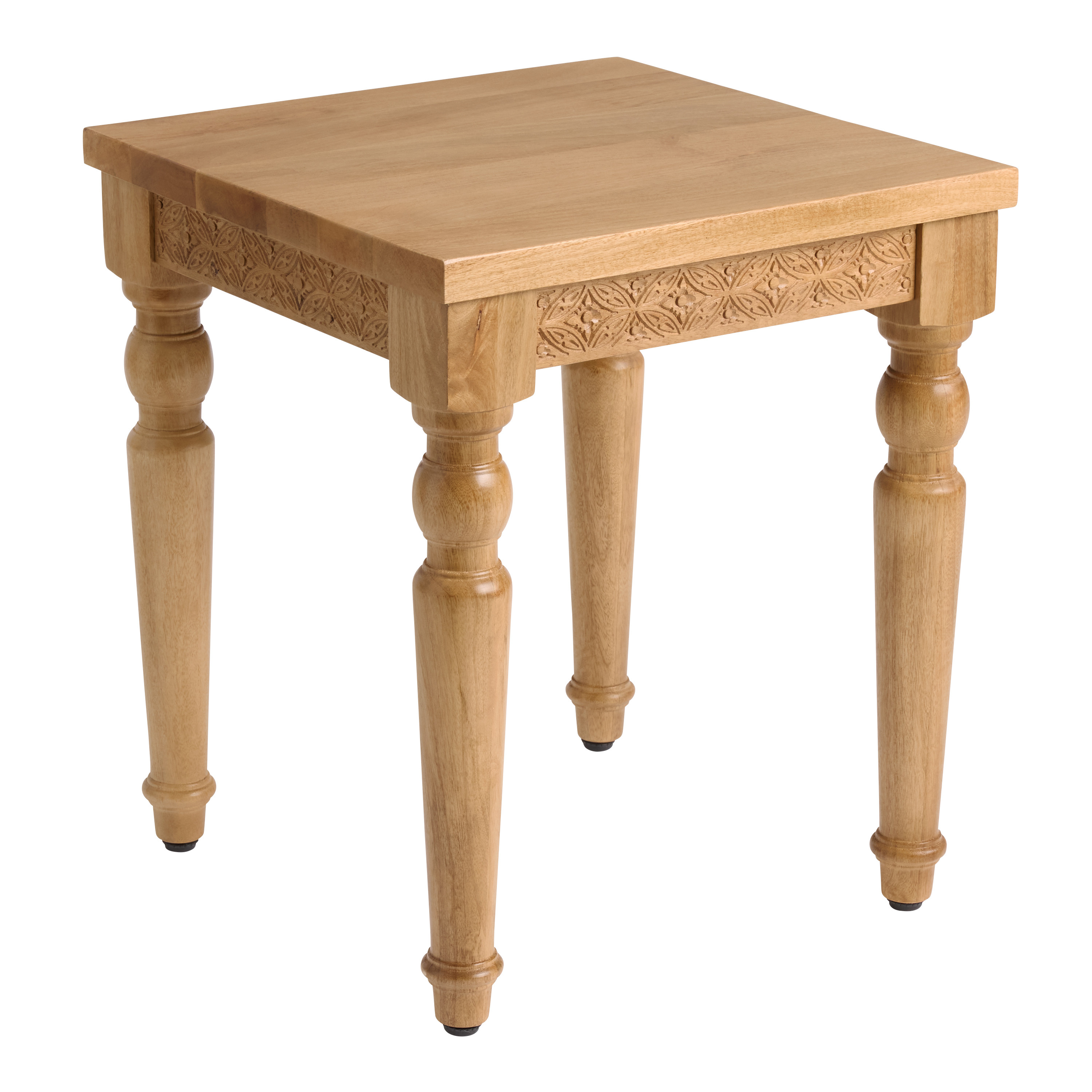 Nisha Hand Carved Weathered Wheat Medallion End Table | World Market