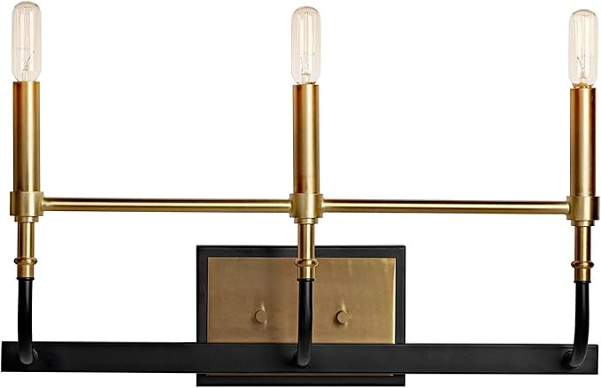 MOTINI 3-Lights Wall Sconce Lighting Fixture Black and Gold Brushed Brass Finish Modern Industria... | Amazon (US)