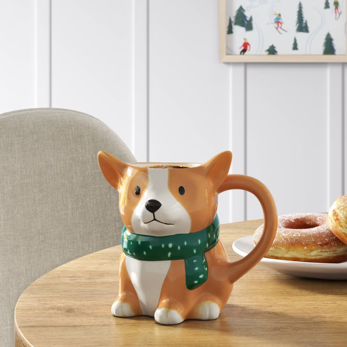 14.5oz Christmas Earthenware Figural Corgi Mug White - Wondershop™ | Target