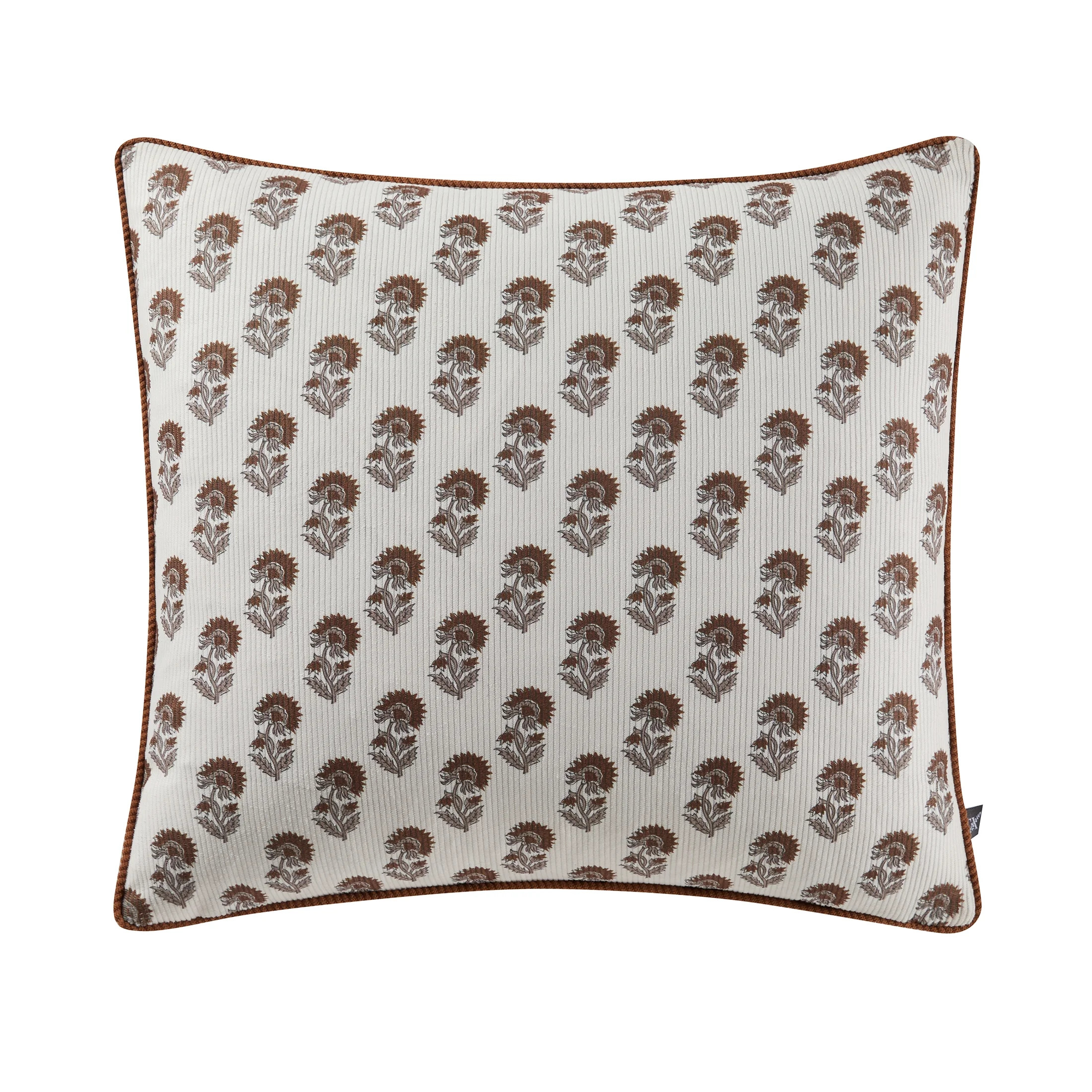 My Texas House 20" x 20" Ivory Block Floral Decorative Pillow Cover | Walmart (US)