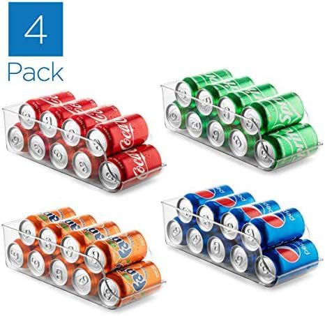 Set of 4 Refrigerator Organizer Bins Pop Soda Can Dispenser Beverage Holder for Fridge, Freezer, Kit | Amazon (US)