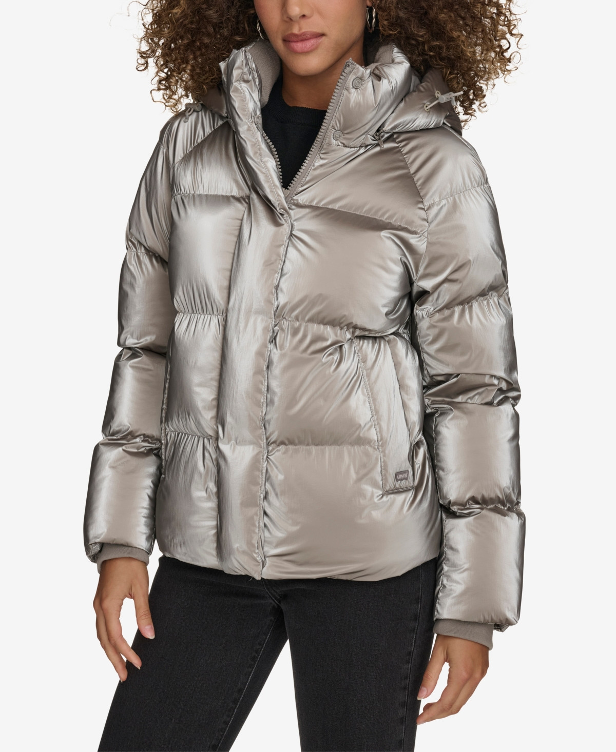 Levi's Women's Quilted Hooded Puffer Jacket - Silver | Macy's