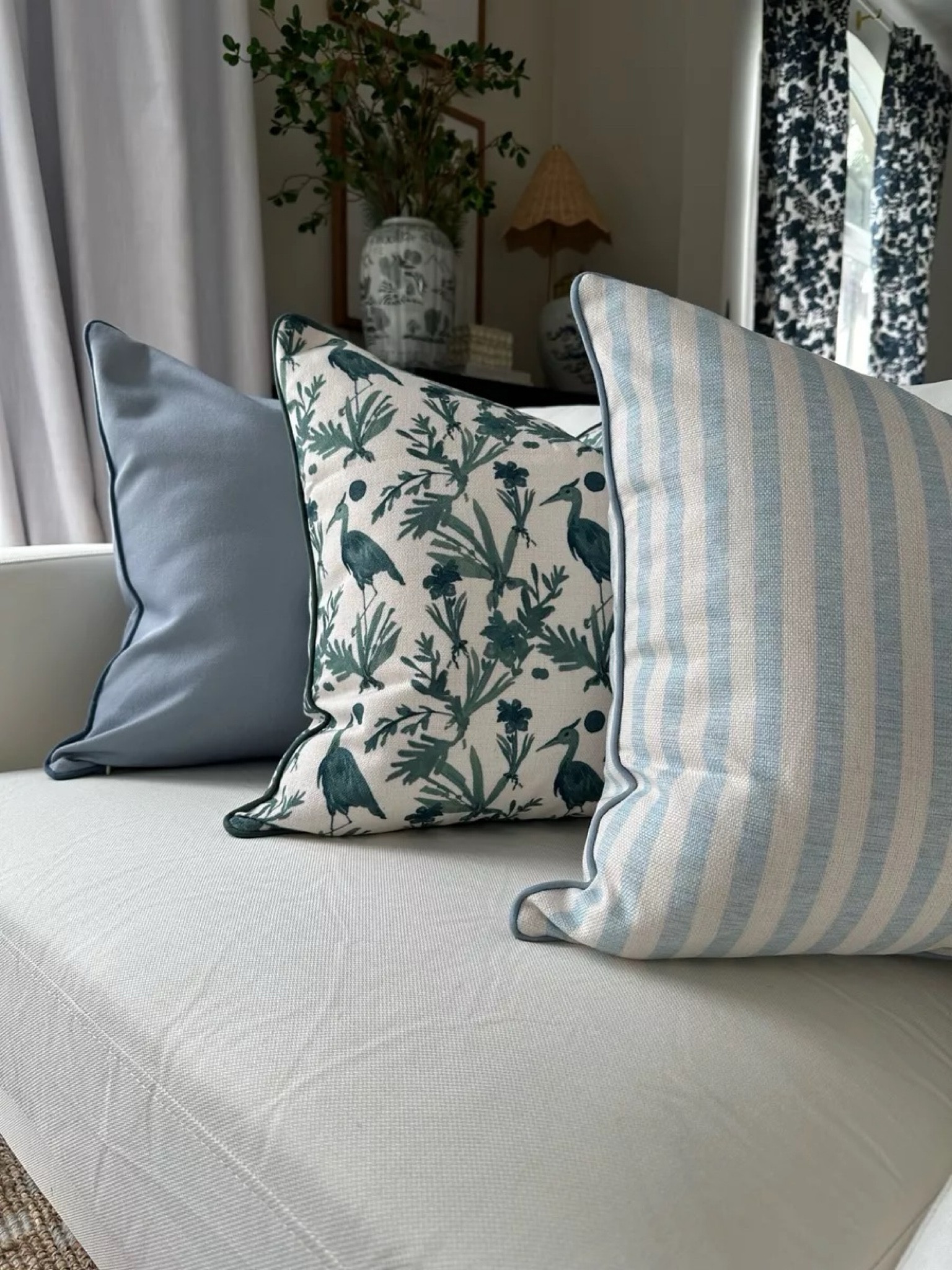 Jillien harbor pillows, Amazon pillows, grandmillennial pillows, blue and white pillows, classic home, classic decor, decorative throw pillows for living room, blue and white home

#LTKHome