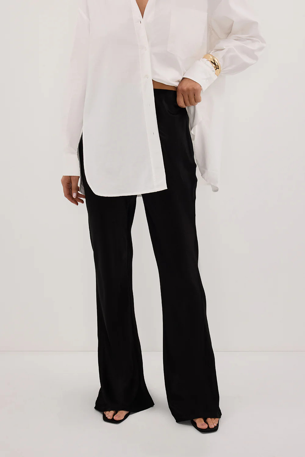 NIKKI BLACK SATIN BIAS PANT | DISSH