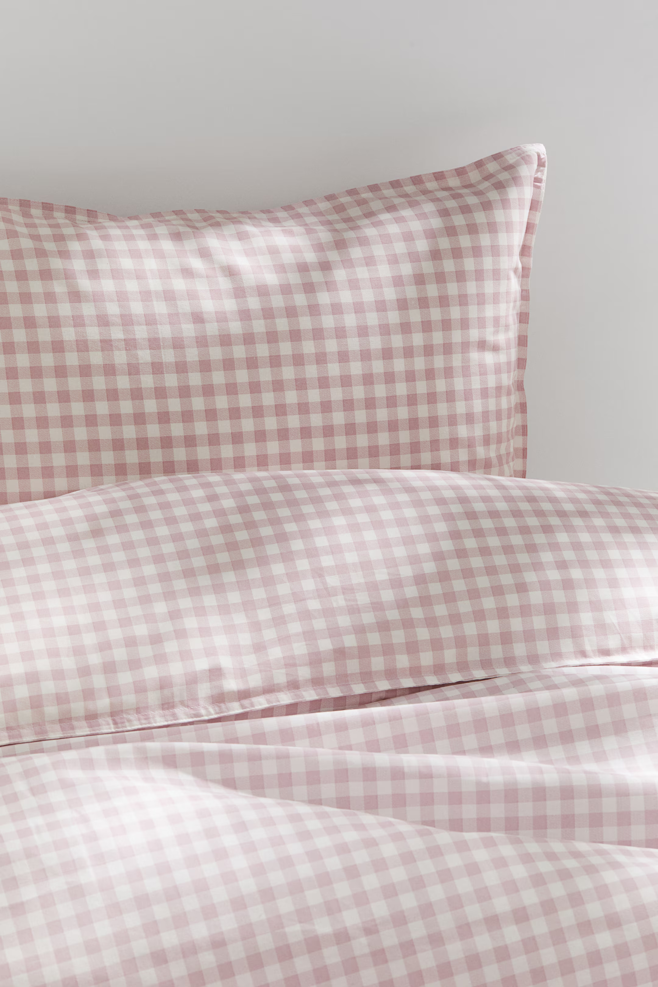 Patterned Twin Duvet Cover Set - Pink/gingham checked - Home All | H&M US | H&M (US + CA)
