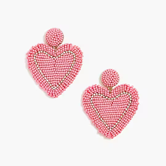 Beaded heart statement earrings | J.Crew Factory