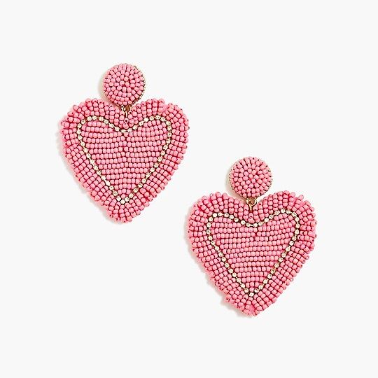 Beaded heart statement earrings | J.Crew Factory