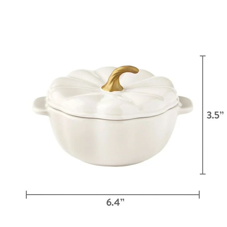 The Pioneer Woman Stoneware 2 Cup Pumpkin Cocotte with Lid, White | Walmart (US)