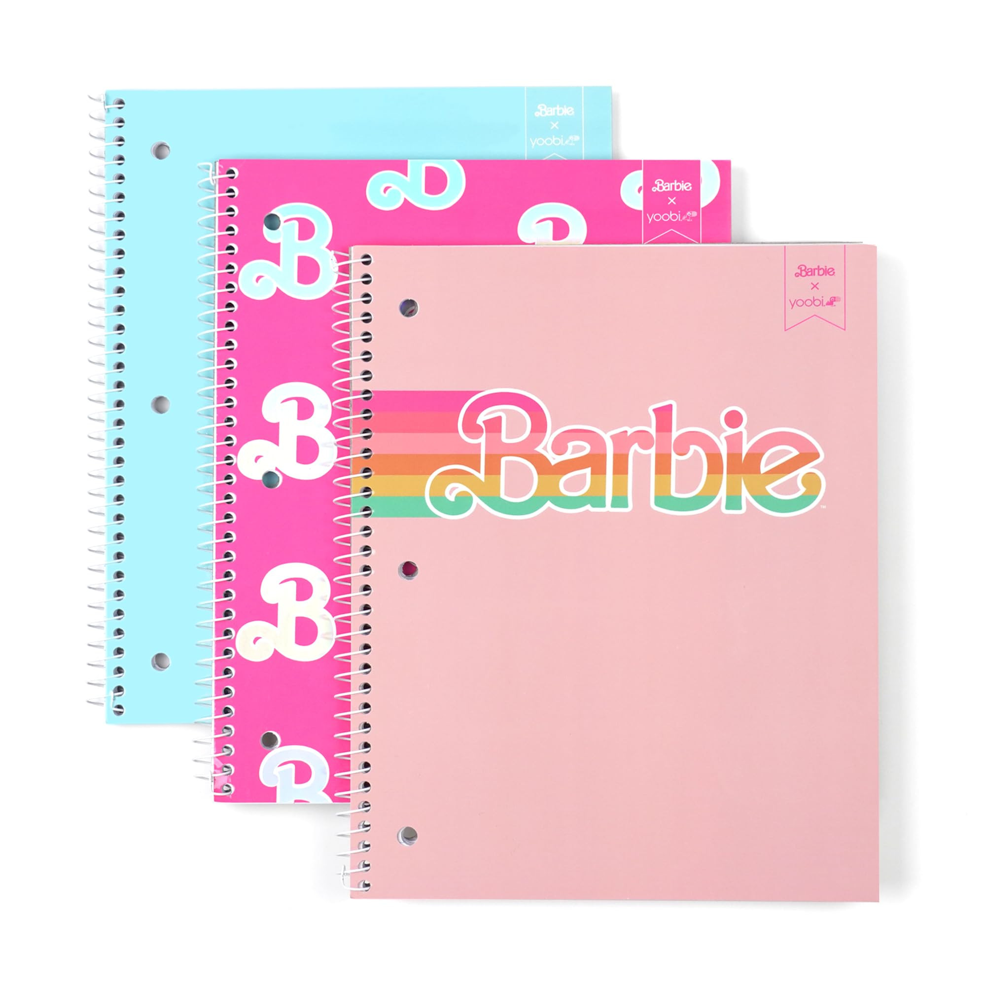 Yoobi Barbie X College Ruled Spiral Notebook Set – 3-Pack of 1 Subject Notebooks, Pink, Blue & ... | Amazon (US)