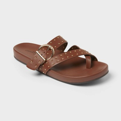 Women’s Nia Western Sandals with Memory Foam Insole - Universal Thread™ Cognac 9.5 | Target