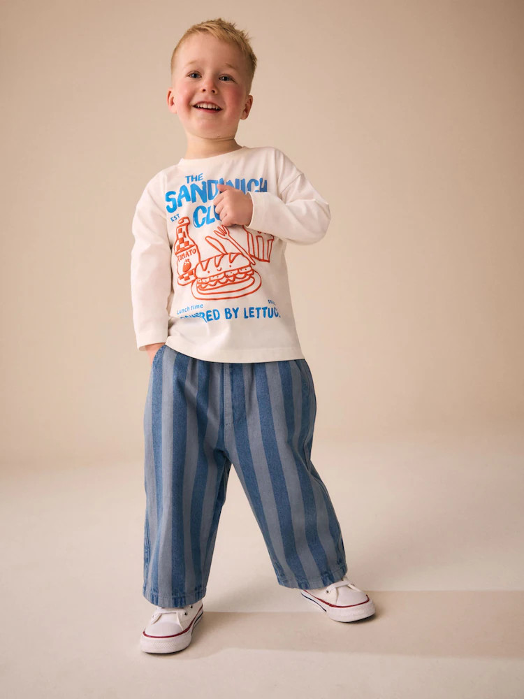 Blue Stripe Pull On Wide Trousers (3mths-7yrs) | Next US