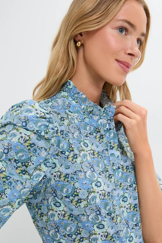 Blue Ditsy Floral Florence Blouse | Tuckernuck (US)
