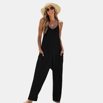 Women's Sleeveless Scoop Neck Drop Crotch Jumpsuit - Cupshe-XL-Black | Target