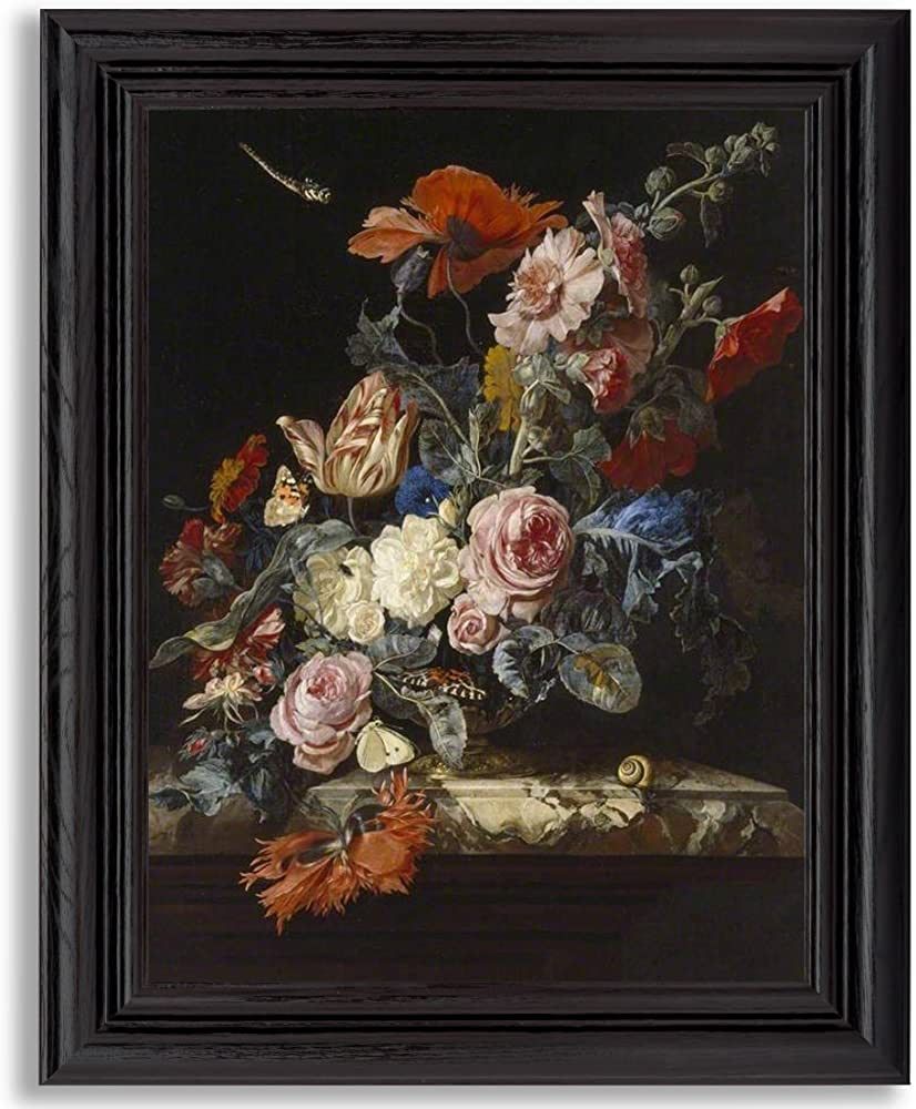 A Vase of Flowers by Willem Van Aelst Framed Print Poster Wall Art Decor | Fine Artwork Painting ... | Amazon (US)