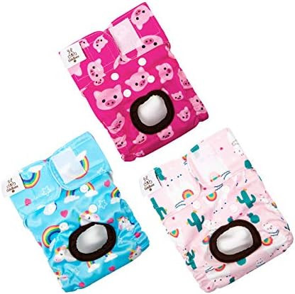 CuteBone Dog Diapers Female Reusable 3 Pack for Doggie in Heat, Washable Dog Pants | Amazon (US)