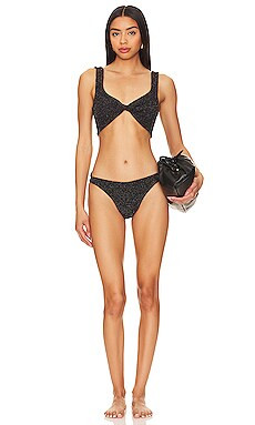 Hunza G Juno Bikini in Black & Gold from Revolve.com | Revolve Clothing (Global)