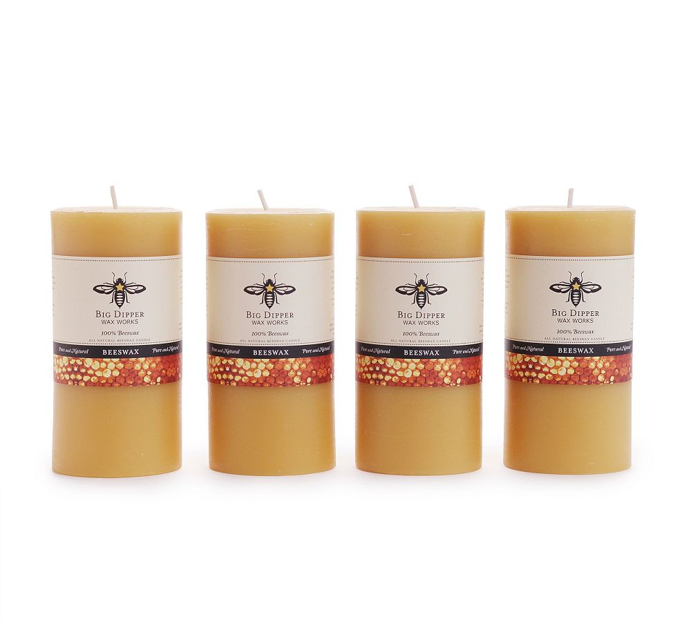Beeswax Pillar Candles, 4.75"" - Set of 4 | Pottery Barn (US)