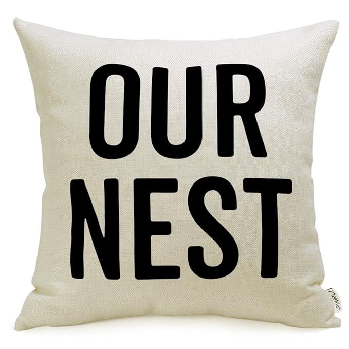 Meekio Farmhouse Pillow Covers with Our Nest Quote 18 x 18 inch for Farmhouse Rustic Décor House... | Amazon (US)