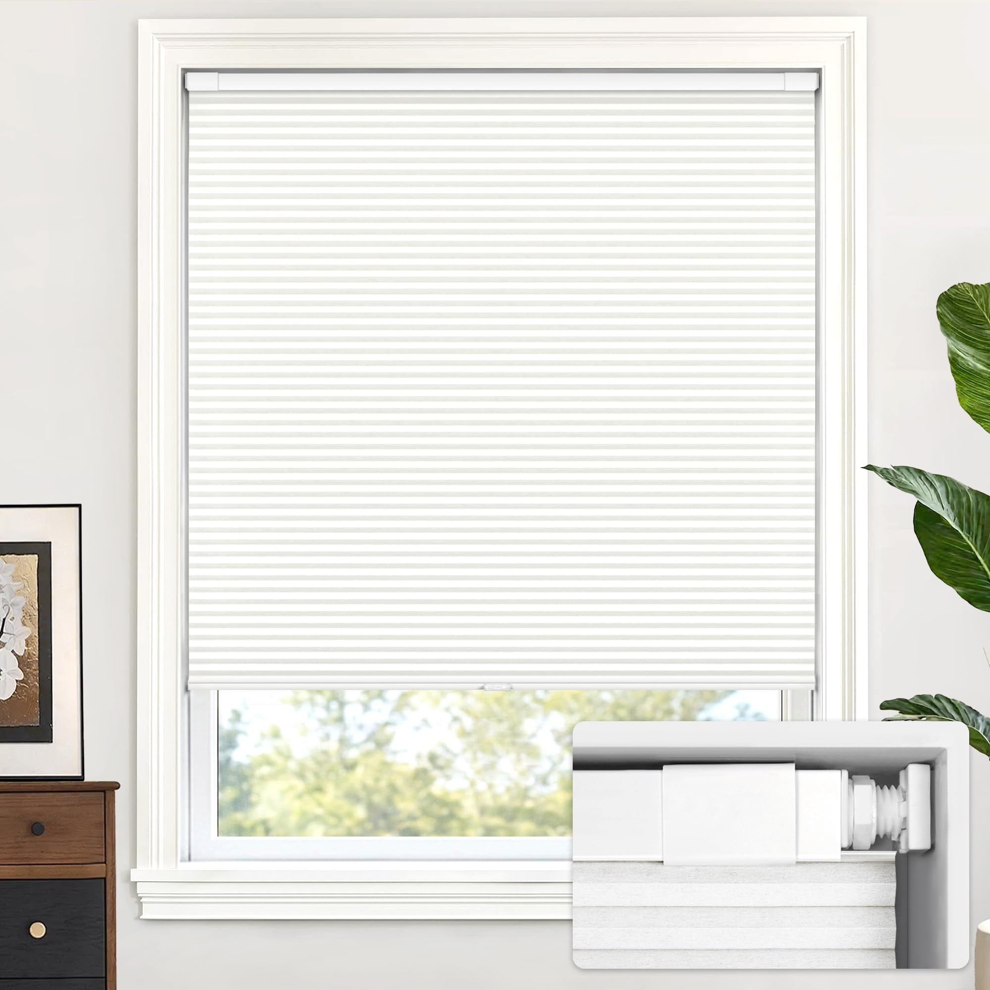 LazBlinds Cordless Cellular Shades, No Tools No Drill Light Filtering Honeycomb Shades Pleated Bl... | Amazon (US)