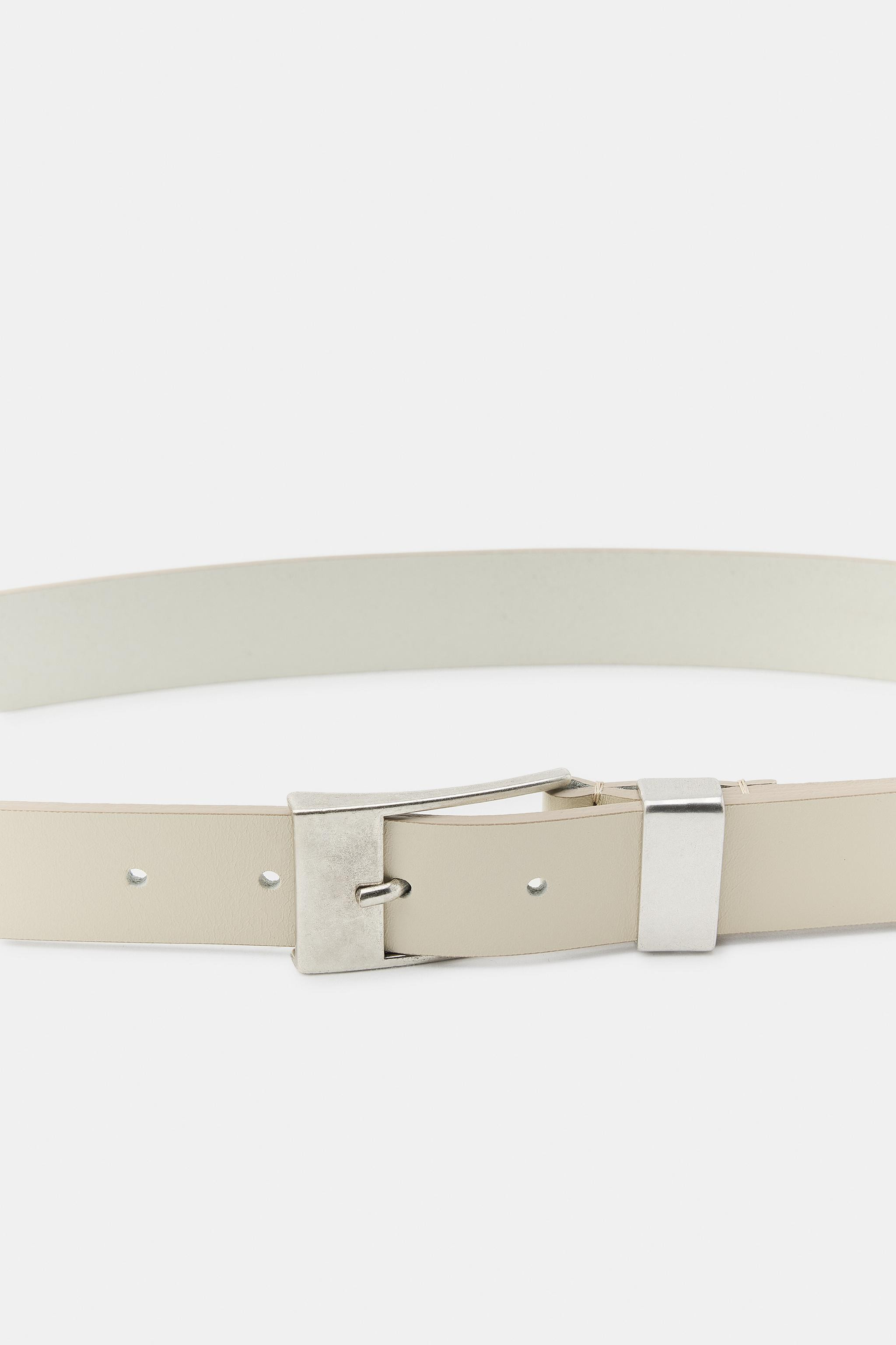 PLAIN 100% LEATHER BELT WITH SQUARE BUCKLE | Zara UK