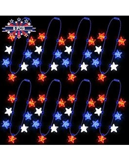 8PCS Independence Day Necklace, 4th of July Light up Necklace Accessories, LED Patriotic Fourth of J | Amazon (US)