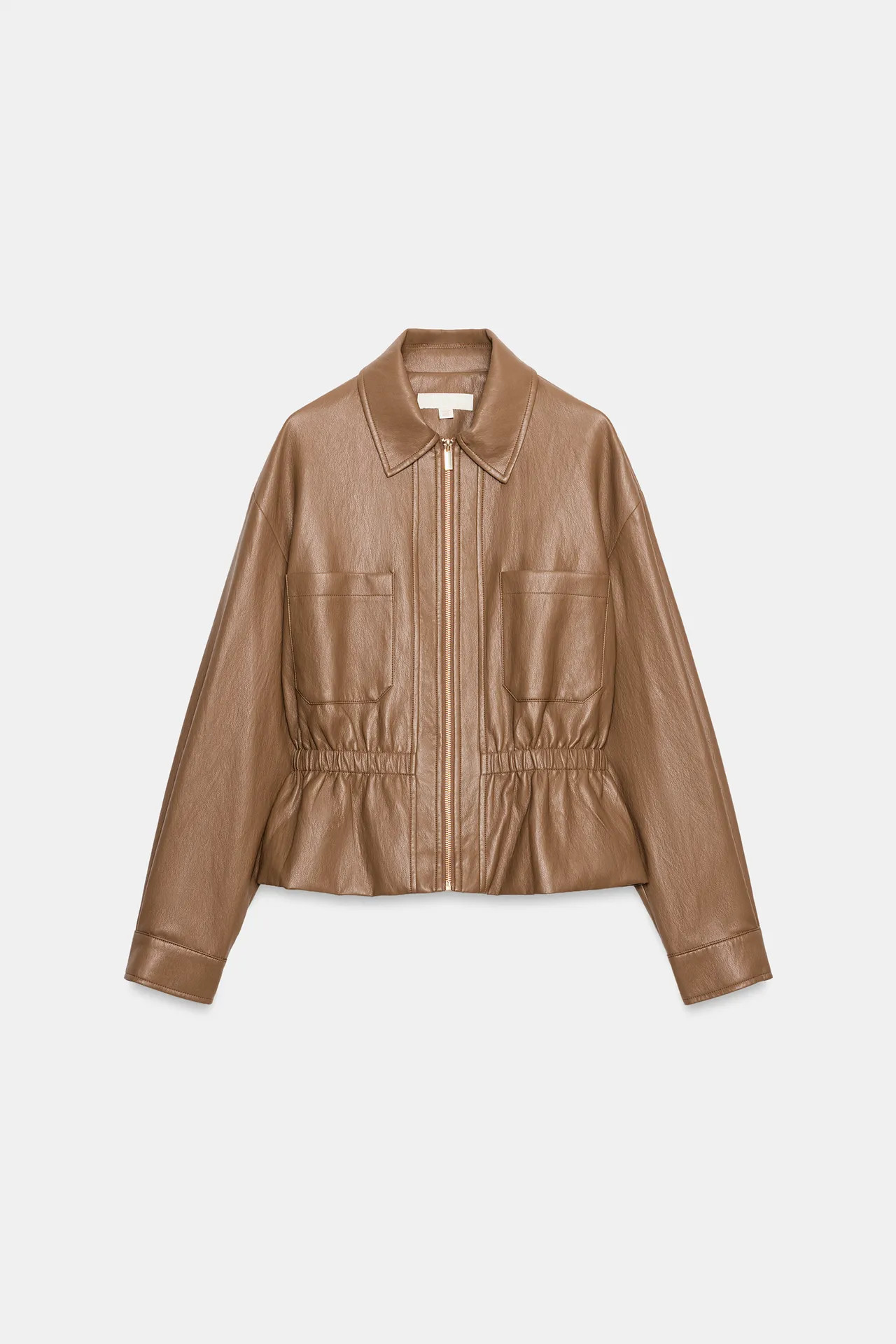 LEATHER EFFECT JACKET WITH ELASTICATED WAIST | Zara UK