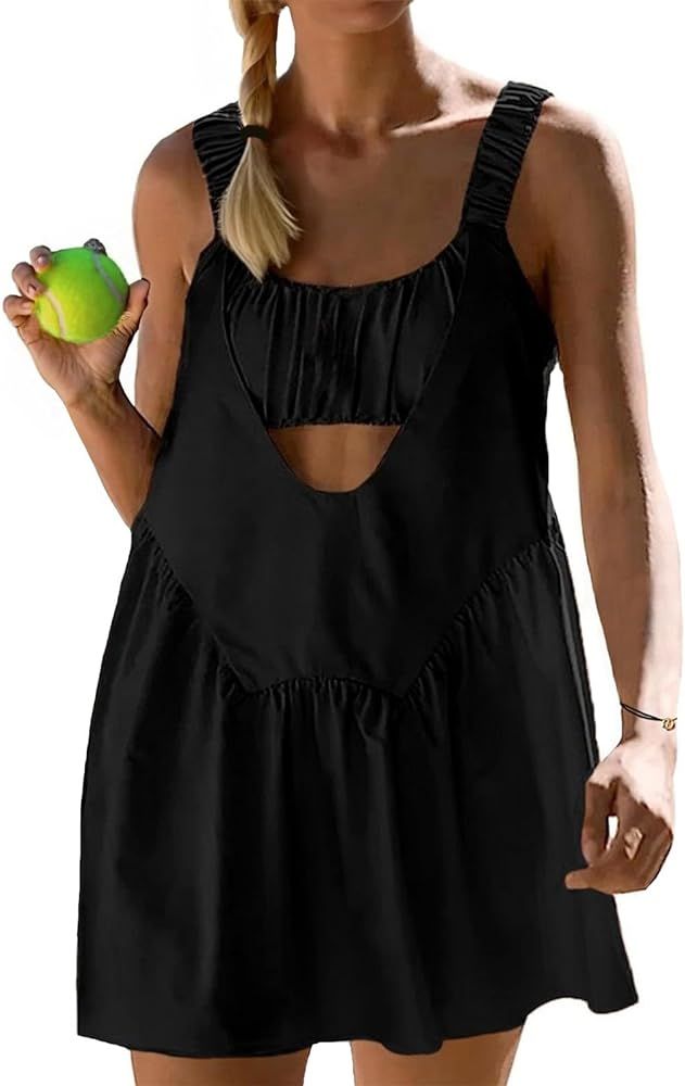 AnotherChill Womens Tennis Dress Built-In Bra and Shorts Pockets Workout Dresses Athletic Outfits... | Amazon (US)