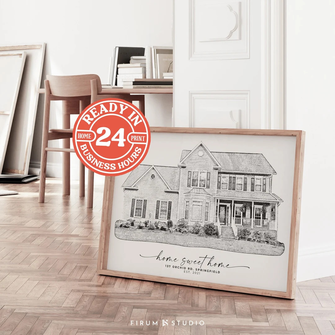 Custom Home Portrait From Photo, Black & White Sketch, Custom House Sketch, Custom Home Drawing, ... | Etsy (US)