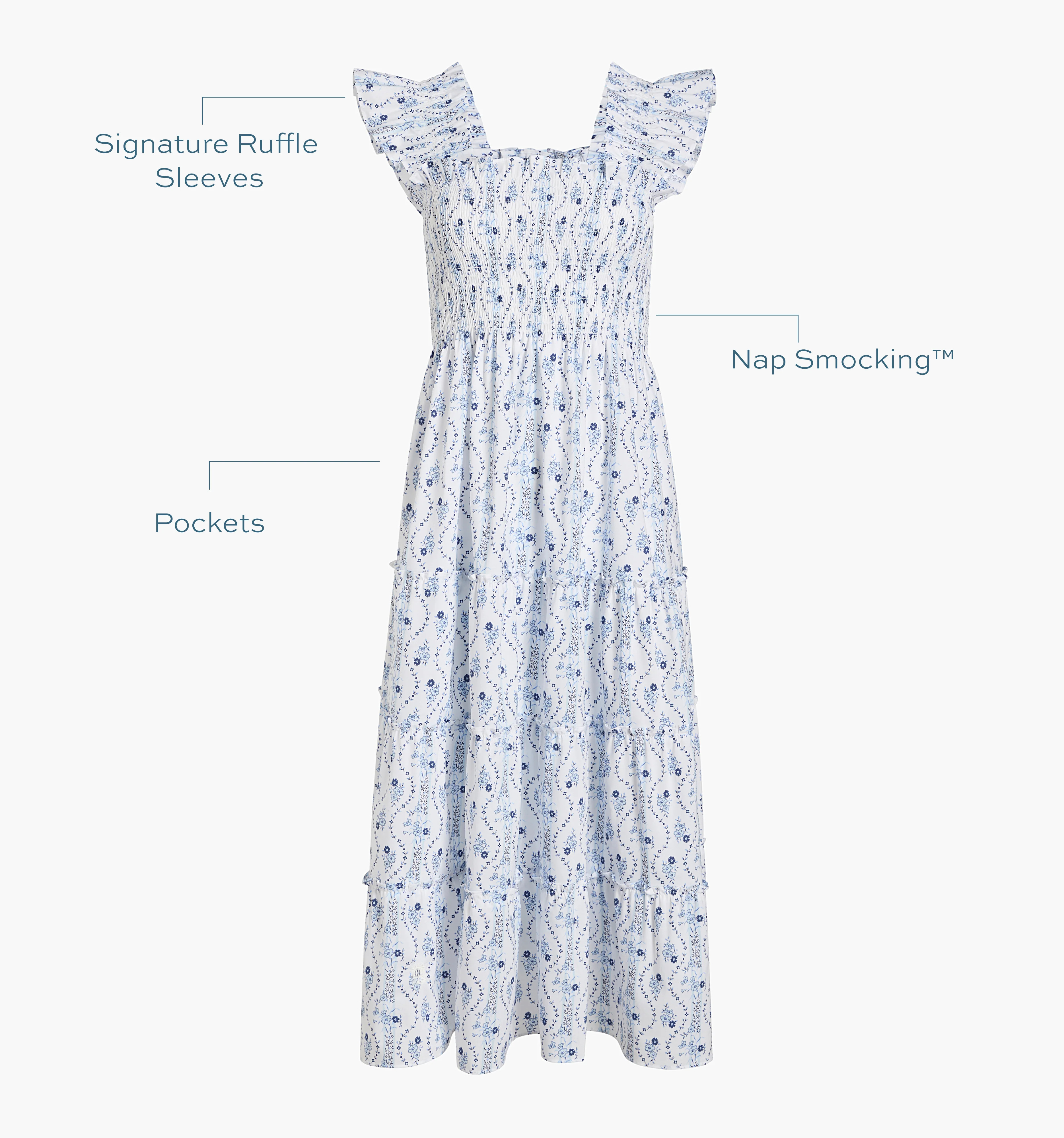 The Ellie Nap Dress | Blue Vine Stripe / S | ® | 100% Cotton | Hill House Home | Hill House Home US