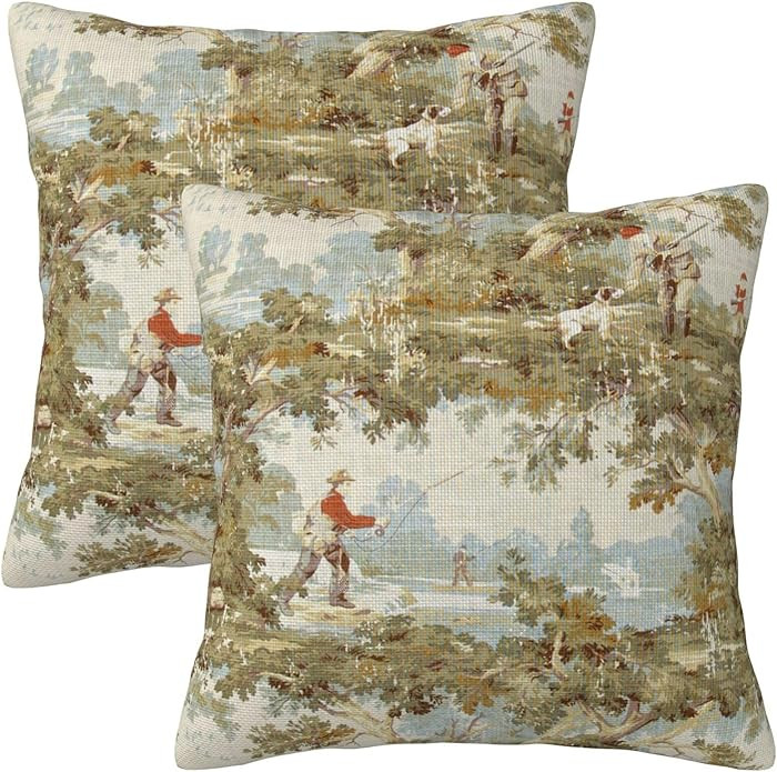 Farmhouse Rustic Vintage Throw Pillow Covers 18x18 Inch Set of 2 Country Home Decor Retro Pillow ... | Amazon (US)
