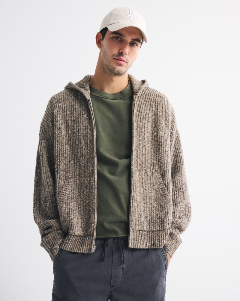 Men's Full-Zip Hooded Sweater | Men's Tops | Abercrombie.com | Abercrombie & Fitch (US)