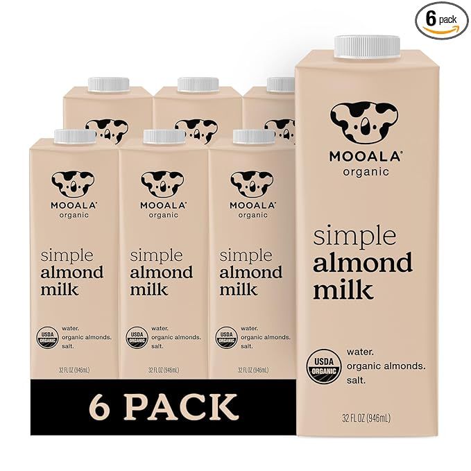 Mooala Organic Simple Almond Milk, 32oz - 3 Ingredient, Shelf Stable, No Gums, No Oils, No Filler... | Amazon (US)