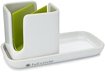 Full Circle Stash, Ceramic Sink Caddy, Green and White | Amazon (US)