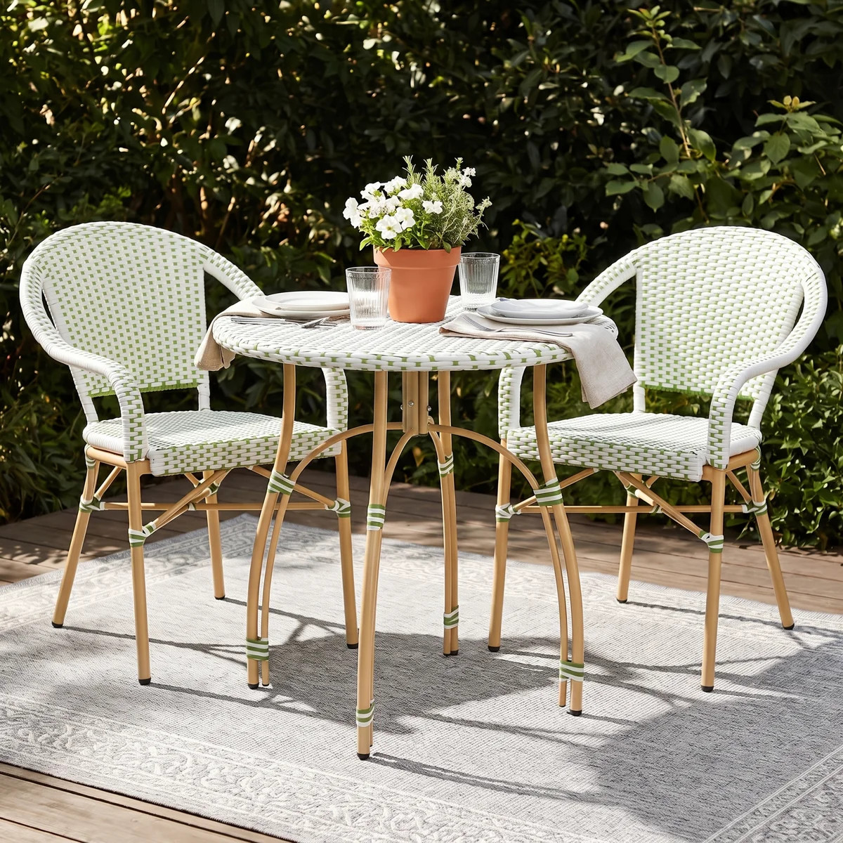 Altesa All Weather Indoor/Outdoor Commercial Patio Dining Sets With Rattan Round Table And Armres... | Wayfair North America