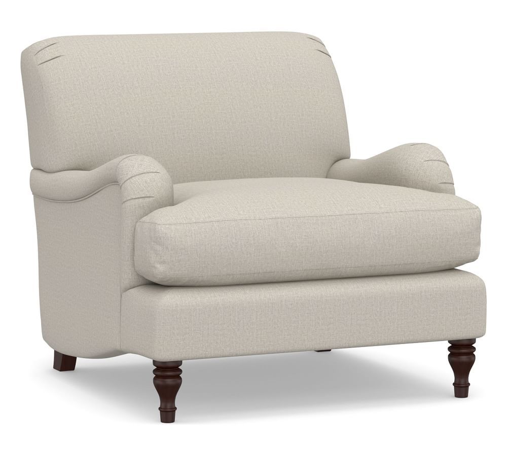 Carlisle Upholstered Tightback Armchair, Down Blend Wrapped Cushions, Twill Cream | Pottery Barn (US)