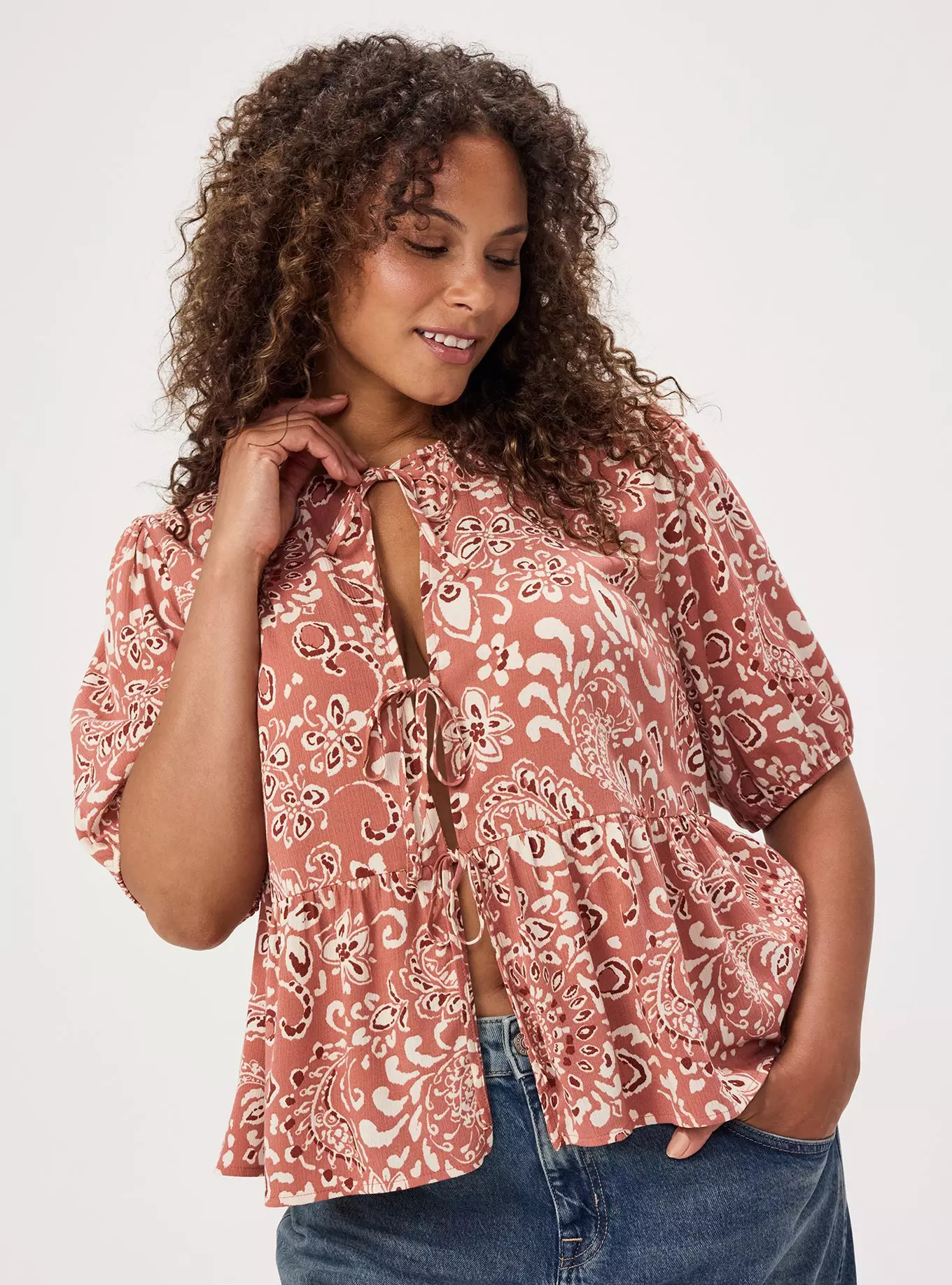 Tie Front Gauze Top | Torrid (US & Canada)